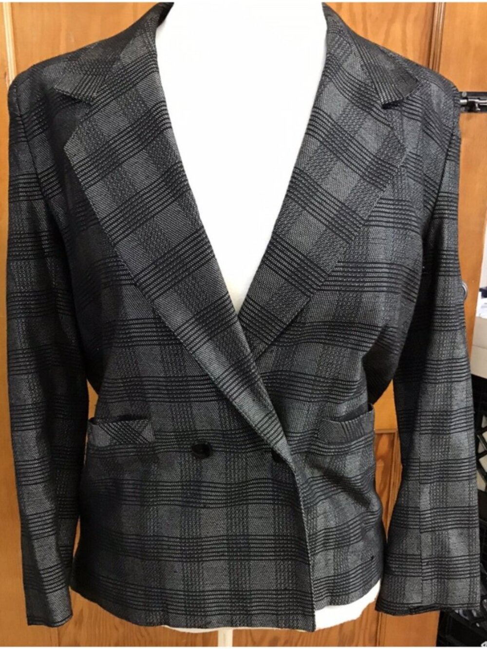 Vtg 80s Pantville Canada Plaid Blazer 14 Wool Viscose Padded Shoulder Jacket M L